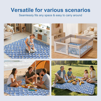 Odorless Premium Foam Baby Play Mat 71" X 59", Extra Large Activity Playmats for Babies,Toddlers, Infants, Soft Thicker Baby Mat for Floor, Play & Tummy Time, Machine Washable for Easy Care