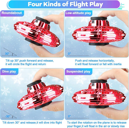 Vantexi Drone for Kids Flying Toys,2026 Upgrade LED Fidget Spinner,Hand Operated Fidget Flying Spinner Toy for Indoor Outdoor, Christmas Birthday Gifts for 6 7 8 9 + Year Old Boys Girls (Blue&Red,ABS)