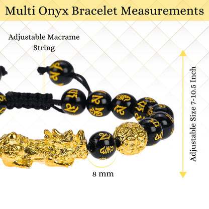 ANAYA AGATE Black Obsidian(Pixiu) Bracelet Energy Protection Crystal Handmade Adjustable Bead Bracelet Perfect for Men, Women’s Christmas Gift Gemstone Healing Stretch Pulsera Para Hombre Mujer Stocking Stuffer
