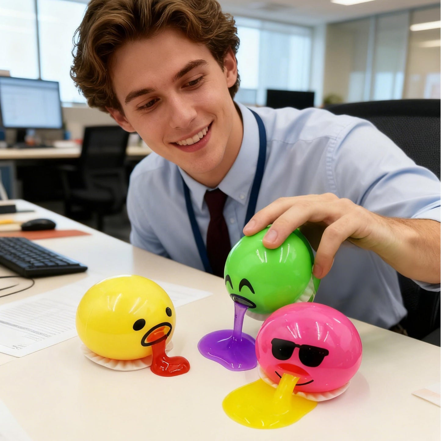 Vomiting Egg Slime Toy - Funny Prank Squeeze Stress Ball Puking Yolk, Novelty Fidget Relief Toy Gag Gift for Kids Adults, Christmas Stocking Stuffers & Birthday Parties