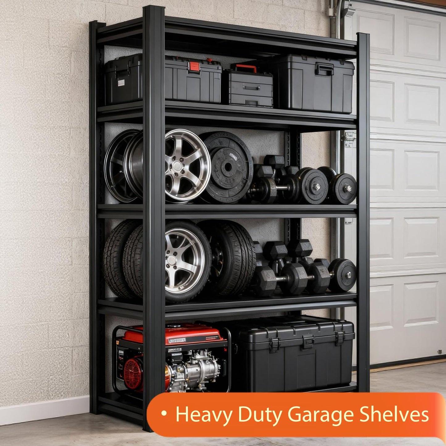 Gruocso Heavy Duty Storage Shelves Unit, Adjustable Metal Garage Shelving,3500LBS Garage Storage Industrial Shelves,Storage Racks,Steel Shelf Suitable for Shop,Warehouse,Basement