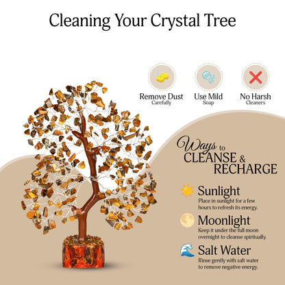 YATSKIA Tiger Eye Crystal Tree - Tree of Life - Tiger Eye Stone - Reiki Gifts - Gemstone Tree - Spiritual Decor - Crystal Decor - Chakra Decor - Metaphysical Gifts - Chakra Stones - Home Office Decor