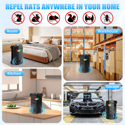 Rodent Repellent for Car Engines, Pest Mouse Bat Squirrel Repellent, Variable Frequency Ultrasonic&LED Strobe Lights, Keep Mice Away from Vehicle Indoor Outdoor Room(2-Pack)