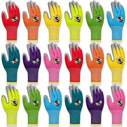 Yumoin 18 Pairs Kids Gardening Gloves Children Garden Glove Foam Rubber Coated Yard Work Gloves for Kids Toddlers Youth Boys Girls (Medium (Age 6-8))
