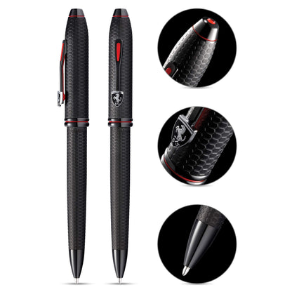 Cross Townsend Collection for Scuderia Ferrari - Brushed Black, Etched Honeycomb Pattern Ballpoint Pen