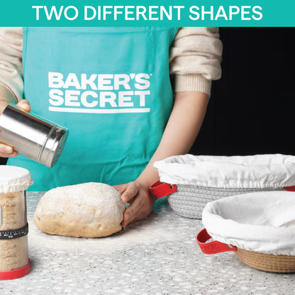 Baker's Secret Cotton Rope Banneton Bread Proofing Basket Set, Oval & Round Bread Baskets with Liners & Covers for Artisan Bread Baking, Sourdough Bread Baking Supplies