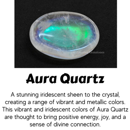 Amazing Gemstone Angel Aura Quartz Worry Stone Crystals and Healing Stones - Worry Stones for Stress Relief Gifts - Piedra Crystal Fidget for Meditation - Unique Stocking Stuffers Gifts for Women