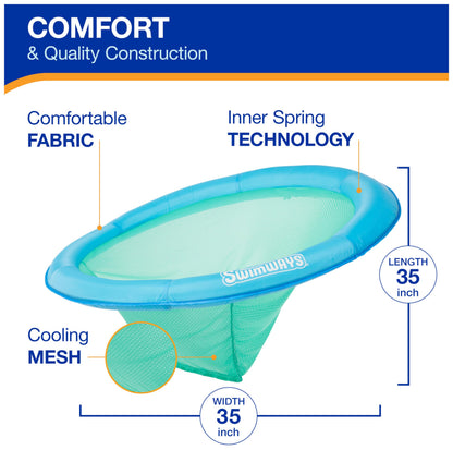 SwimWays Spring Float Premium Papasan Pool Lounger, Inflatable Pool Floats Adult with Fast Inflation for Ages 15 & Up, Sky Blue