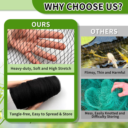 Webuys Bird Netting for Garden Protection - 13 x 40 FT Heavy Duty Poultry Bird Netting for Chicken Coop with Ties & Staples, Garden Net Mesh for Fruit Trees Plants Vegetables Against Birds Deer