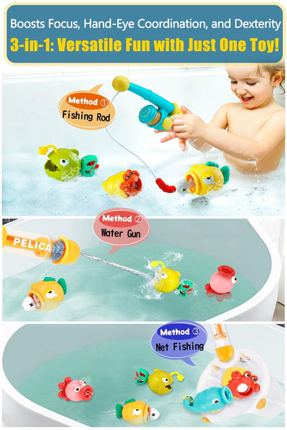 Magnetic Fishing Bath Toys for Toddlers 1-3, 8Pcs Bathtub Water Toys Set with Fishing Pole, Pool Toys for 3 4 5 6 Year Old Boy Girl, Baby Fishing Game Christmas Birthday Gifts for 2-4 Years Old boy