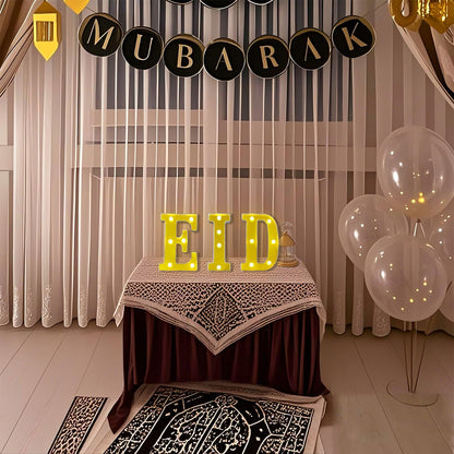 3Pcs LED EID Light Up Letters, Battery-Powered Letters Sign Lights, Warm White Decorative Night Lights for Party Home Wall Table Decor Muslim Lights Holiday Supplies