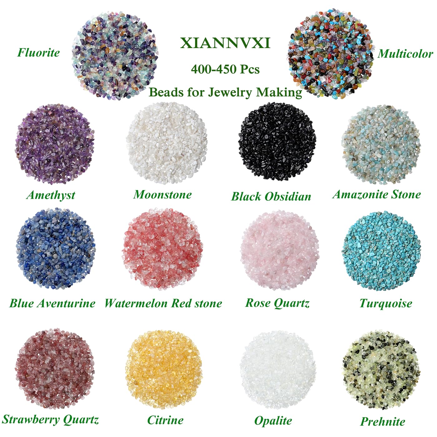 XIANNVXI Opalite Beads, Natural Chip Stone Beads 400Pcs Crystal Bead 5-8mm Irregular Healing Crystal Loose Rocks for DIY Jewelry Making