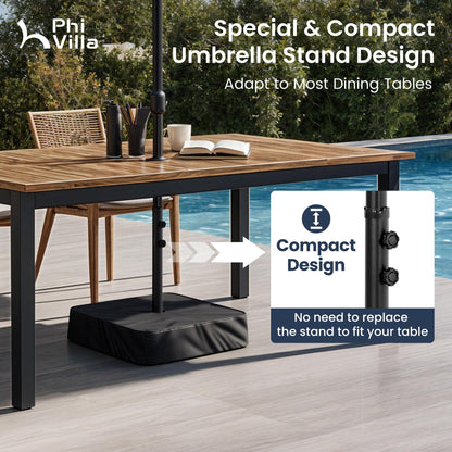 PHI VILLA 15ft Large Patio Umbrellas with Base, Outdoor Double-Sided Rectangle Market Umbrella for Pool Lawn Garden, Light Gray
