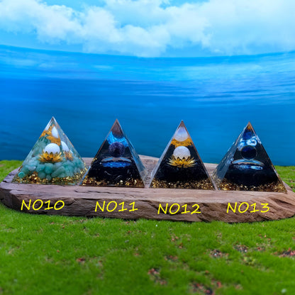 Healing Crystals Orgone Pyramid for Positive Energy, Stress Reduction, and Attracting Wealth and Luck Reduce Stress and Promote Healing with this Crystal Pyramid Home Decor (NO5,6cm)