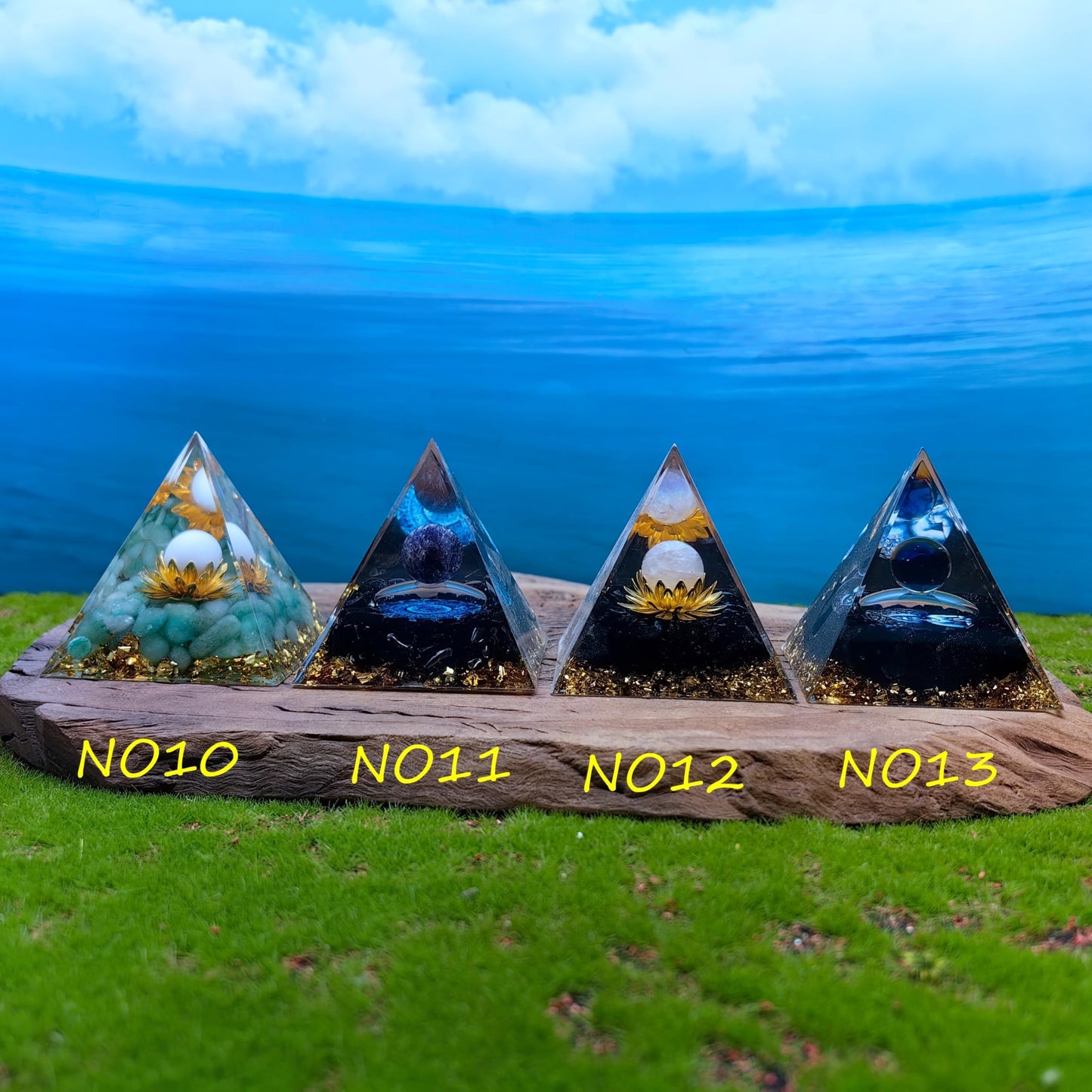 Healing Crystals Orgone Pyramid for Positive Energy, Stress Reduction, and Attracting Wealth and Luck Reduce Stress and Promote Healing with this Crystal Pyramid Home Decor (NO4,6cm)