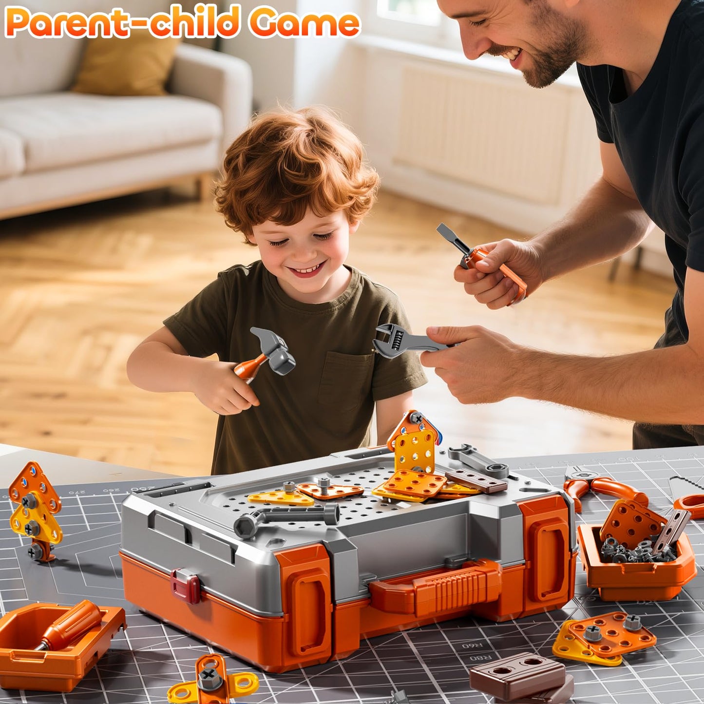 KIZONLY Kids Tools Toy Sets for Aged 3 4 5 6 7 8, 2 in 1 Workbench Toys for Toddlers 3-5, Pretend Play Toolbox, Construction Mechanic Set with Sound, Educational Birthday Gift for Boys Girls Ages 3-8