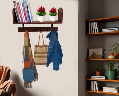 RichArrive Selling at a Loss Promotion,Wooden Shelf with Hooks - Multipurpose Organizer for Kitchen, Books, Kitchen Shelf - Wall Mounted Natural Wood Storage Rack for Home，Floating Book Shelves