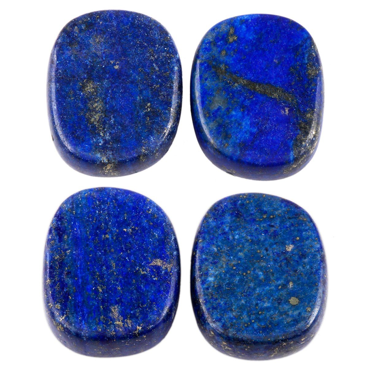 rockcloud Healing Crystal Lapis Lazuli 4pcs Engraved Chakra Stones Palm Stone Reiki Balancing