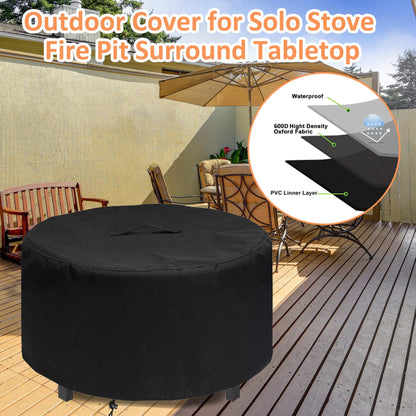 Fire Pit Cover for Solo Stove Fire Pit Surround Tabletop, Surround Shelter for Solo Stove Surround Table, Elevation Shelter for Ranger and Bonfire Firepit, Weather-Resistant , 44" x 20"
