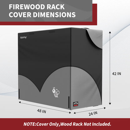 Rosefray 4ft Firewood Rack Cover,Heavy Duty 600D Wood Rack Cover with Waterproof Oxford Weather Resistant Indoor Outdoor Storage Wood Cover for Log Holder Blackgry