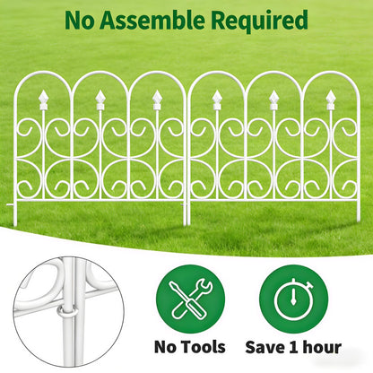 AMAGABELI 5 Panels 32in(H)×10ft(L) Decorative Garden Fences and Borders for Dogs No Dig Rustproof Metal Fence Panels Garden Edging Border Animal Barrier Fencing for Flower Beds Yard Patio Decor White