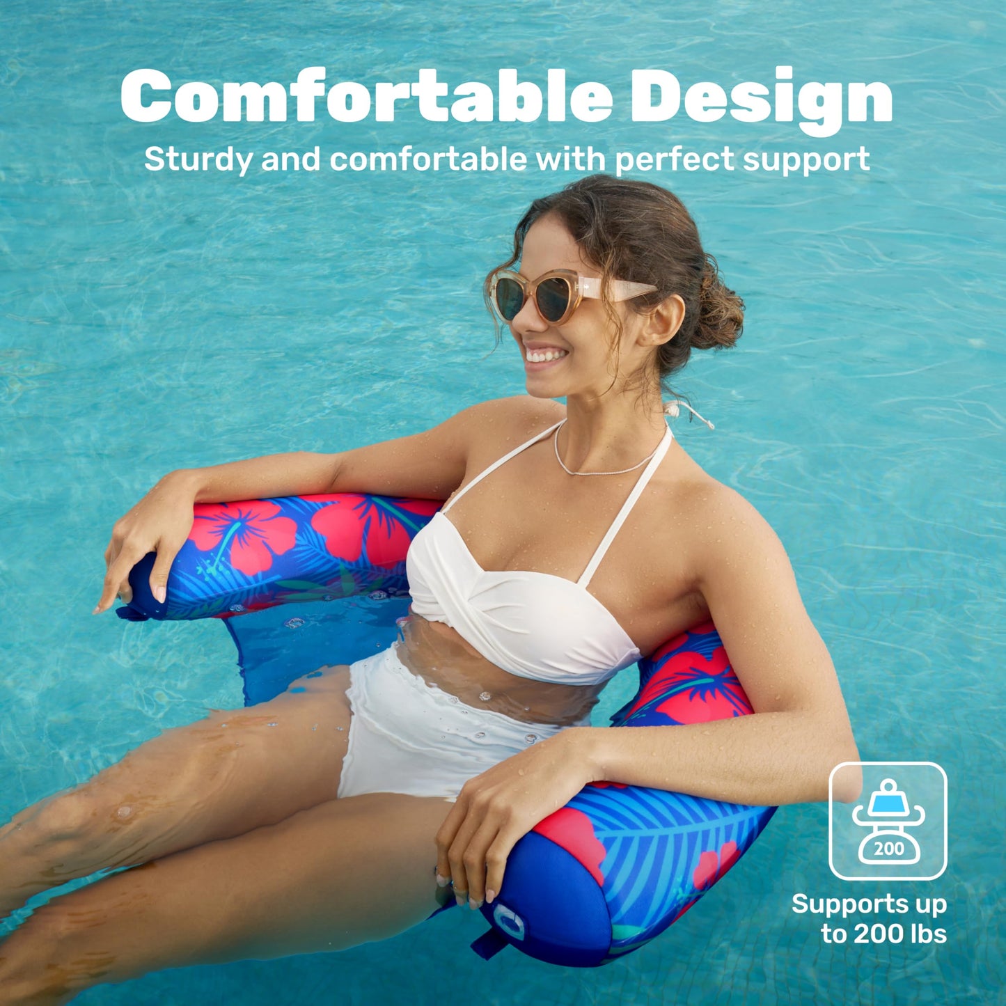 SLOOSH Pool Floats Chairs Adult,2 Packs Inflatable Noodle Chair with Sling Soft Fabric,Floating Pool Float Lounge Water Swimming Floaties for Party Summer Water Fun（Flower Leaves）