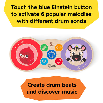 Baby Einstein Upbeat Tunes Magic Touch Wooden Drum Musical Toy, Ages 6 Months +