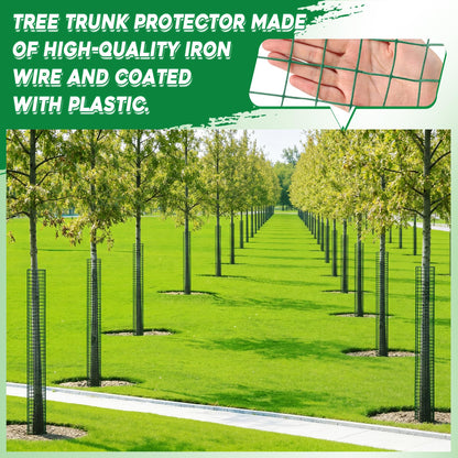ElaraBerry 12 Pack 60" Metal Tree Trunk Protectors Heavy Duty Mesh Tree Guards Expandable Trunk Protector Guard with Zip Ties, Stakes & Gloves for Saplings, Trees, Gardens and Landscapes