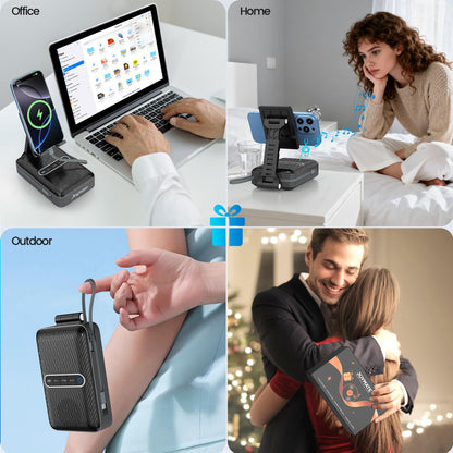 Joymate Gifts for Men Women, Charging Phone Stand with Bluetooth Speaker Valentines Day Gifts for Him Adjustable Cell Phone Holder for Desk with HD Stereo Sound Fits Phones,Tablet (Black)