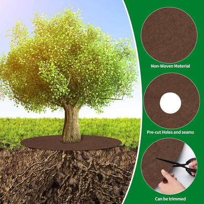 Shimeyao 16 Pcs 32.2 Inch Non Woven Tree Mulch Ring Round Tree Weed Barrier Mat Reusable Landscape Protector Base Barrier Fabric for Weed Root Protection (Coffee)
