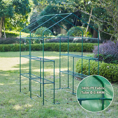 Solayis 56"×55"×74" Walk-in Garden Greenhouse | Thickened PE Cover & Heavy Duty Steel Frame | 3 Tiers 4 Shelves, Mesh Door & Windows | Portable for Indoor Outdoor Use (Green)