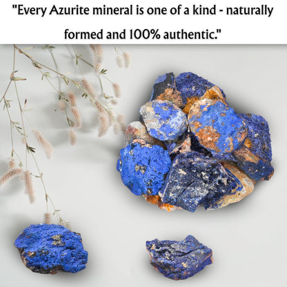 Amazing Gemstone Azurite Crystals and Healing Stones Mineral Specimen - Premium Semi Precious Gem Stones - Healing Crystals Geodes Clusters for Meditation, Chakra Balance, and Energy (S)