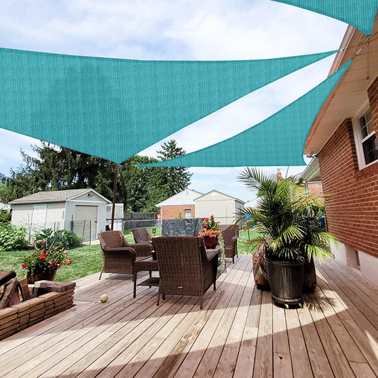 Patio Paradise 16' x 16' x 16' Sun Shade Sail Triangle Canopy Shade Cloth Fabric Sunlight Block Patio Pergola Cover HDPE Deck Awning for Outdoor Backyard Roof Shading, Turquoise