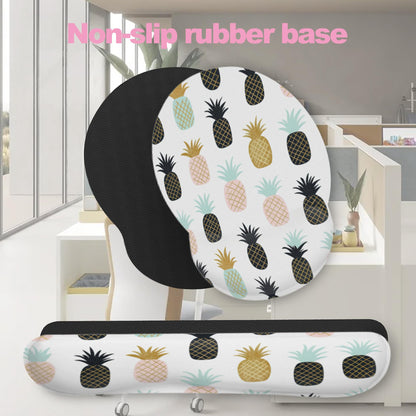 Abstract Tropical Pineapple Fruit Keyboard Wrist Rest Pad and Mouse Pad Wrist Support Set,3-in-1 Ergonomic Mouse Pad with Non-Slip Rubber Base for Home Office Game Computers Desk,