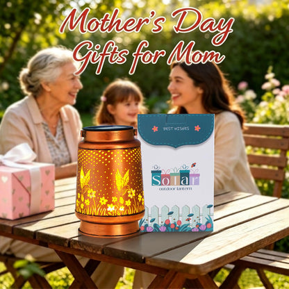 Mothers Day Gifts, Birthday Gifts for Women, Solar Lanterns Outdoor Waterproof, Hummingbird Garden Decor Metal Hanging Decorative Solar Lights for Patio Yard, Gardening Gifts for Women Mom Grandma