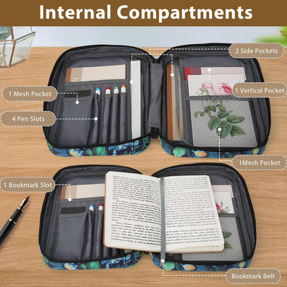 Bible Cover with Durable Handle, Carrying Book Case Church Bag Bible, Protective with Zippered Pocket, Bible Study Accessories Supplies, Book Protector for Book Lovers, DarkBlue