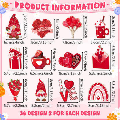 Anglechic 72 Pcs Valentine's Day Hanging Ornaments for Tree St. Patrick's Day Shamrocks Gnome Hanging Ornaments Happy Easter Egg Gnome Bunny Chick Cutouts Party Decorations(Flat Style,Wood)