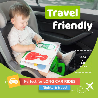 deMoca Plane Toys for Toddlers 1-3, Long Flight Must Haves, Quiet Busy Book for 1 Year Old, Travel Toys for Toddlers on Airplane, No Noise Activity Book, All Parts Attached, Gift for Girls & Boys