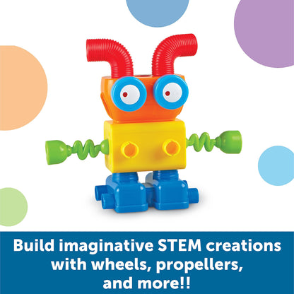 Learning Resources 1-2-3 Build It Robot Factory - Building Robots for Kids, Robot STEM Toys, Kids Engineering Toys, Toddler STEM Activity, Robots Building Kit