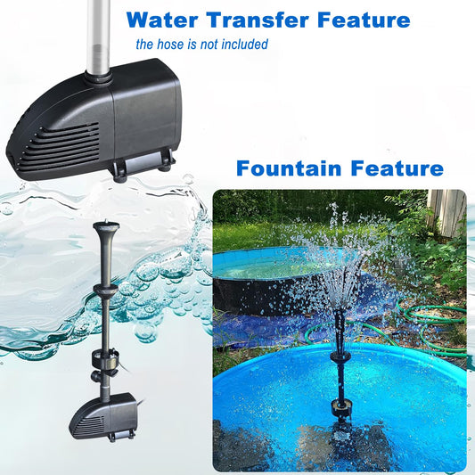 Pond Filter with Pump Fountain Kits, Submersible Pump Pond Fountain Koi Pond Filters for Outdoor Pond,3 Water Patterns Decoration Garden Pond Landscape With Color Light,660GPH 110V Corded Electric