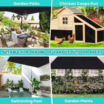 Riare 90% Black Shade Cloth- 10 x 13 FT Sunblock Garden Shade Cloth, Sun Shade Mesh Tarp with Reinforced Grommets for Greenhouse, Garden, Patio, Backyard, Plants, Pergola, Chicken Coop