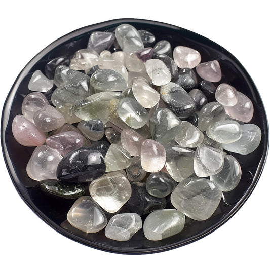 SigMntun Polished Green Phantom Quartz Crystal Set, 0.4'', 128 Pcs - Handpicked Natural Tumbled Stones and Crystals Bulk for Healing, Reiki, Meditation, Witchcraft and Home Decor, 0.39-0.47 Inch