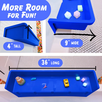 Tub Topper® Bathtub Splash Guard & Bath Shelf for Kids – Toddler Bath Tray, Bath Toys Storage & Ledge Organizer – Splash Guard for Bathtub with Suction Cups – Kids Bathroom Accessories (Blue)