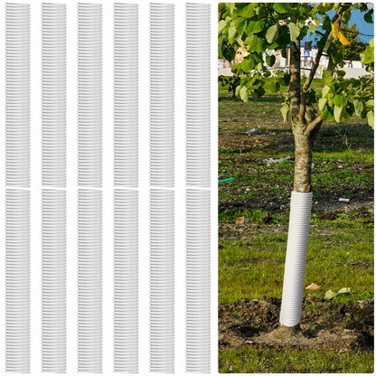 Nuenen 12 Pcs Corrugated Tree Guards, Long 15.75 Inch Diameter 1.96 Inch Pp Tree Trunk Protectors, Tree Bark Protector Tube Wraps for Saplings Plants Seedlings Deer Rabbit Cats Rodents Mowers (White)