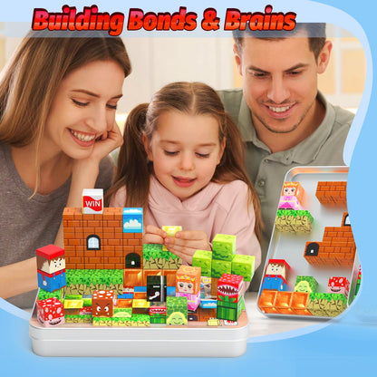 Mini Magnetic Blocks for Kids, 45PCS Travel Magnetic Building Blocks with Iron Box, Stacking Magnets Toys for Toddlers, Montessori Educational Construction Toys, Birthday Gifts for Boys Girls.