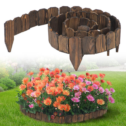 9.6ft L x 3.9in H Landscape Edging - Sturdy Anti-Corrosive Wood Garden Edging Border, Low-Profile Blends into Nature, for Yard Flower Bed Path Decorative Tree Fence, 1 Pack