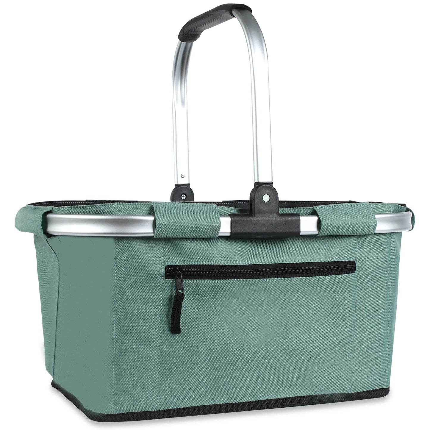 Picnic Basket, SIYUAN Shopping Basket with Handle 22L Collapsible Grocery Basket Portable Folding Basket for Marketing Picnic Reuasble Laundry Basket for Travel, Green