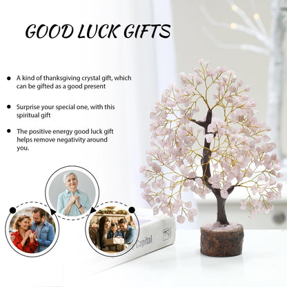 PYOR Rose Quartz Money Tree, Crystal Gifts, Rose Quartz Crystals, Fengshui Money Tree, House Warming Gifts New Home, Pink Office Supplies, Healing Crystals, Pink Room Decor for Women, Spiritual Decor