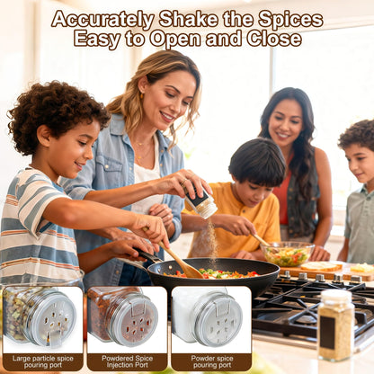 JARXSUN 24Pcs Spice Jars Containers with Labels，4oz Black Seasoning Bottles with Shaker Lids for Rack, Cabinet, Drawer,Empty Square Condiment Pots (24, Black)