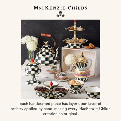 MACKENZIE-CHILDS Enamel Ice Cream Bowl, Serving Bowls for Entertaining, 2-Cup Capacity, Black-and-White Courtly Check